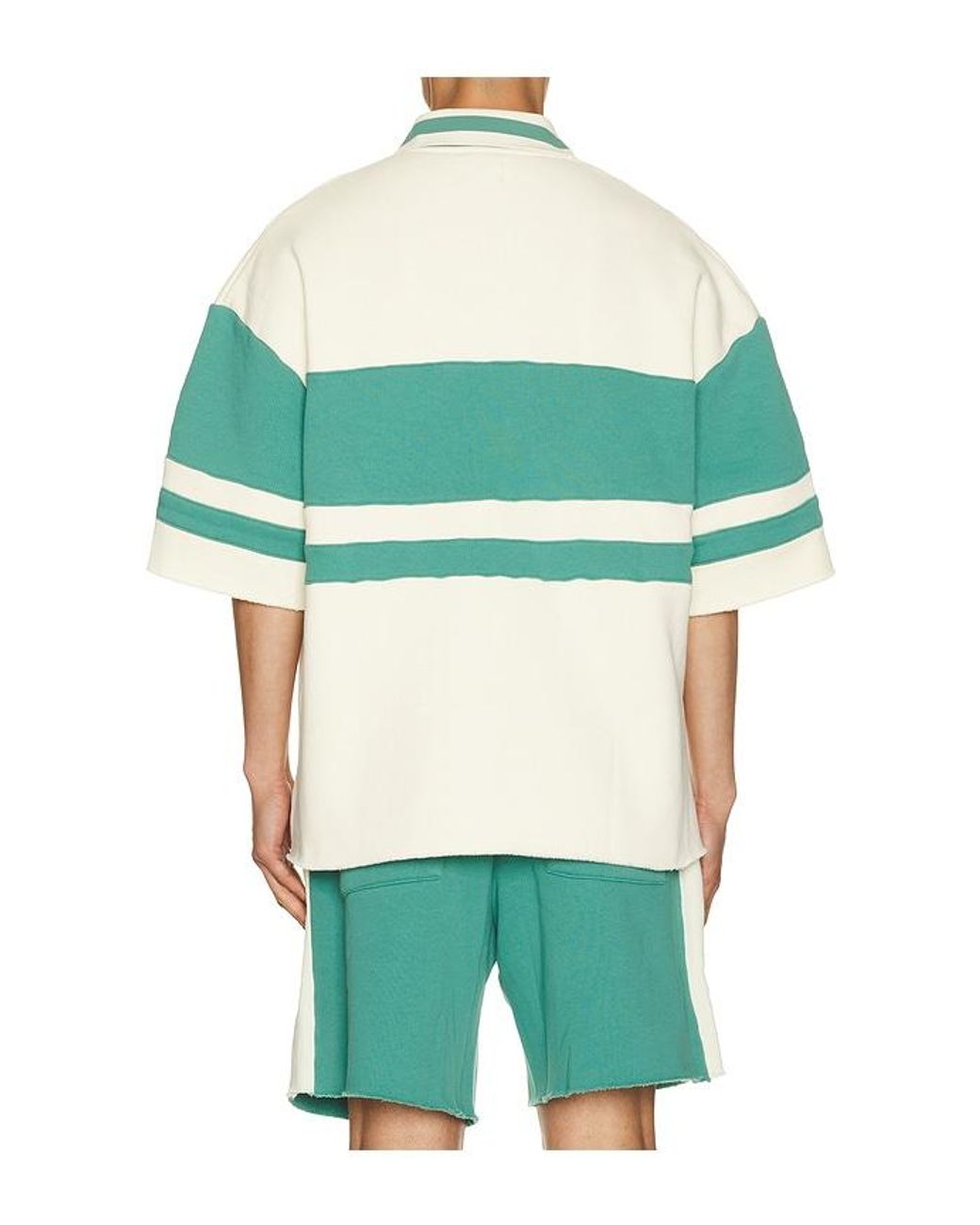 DIET STARTS MONDAY Green Fleece Panel Polo for men