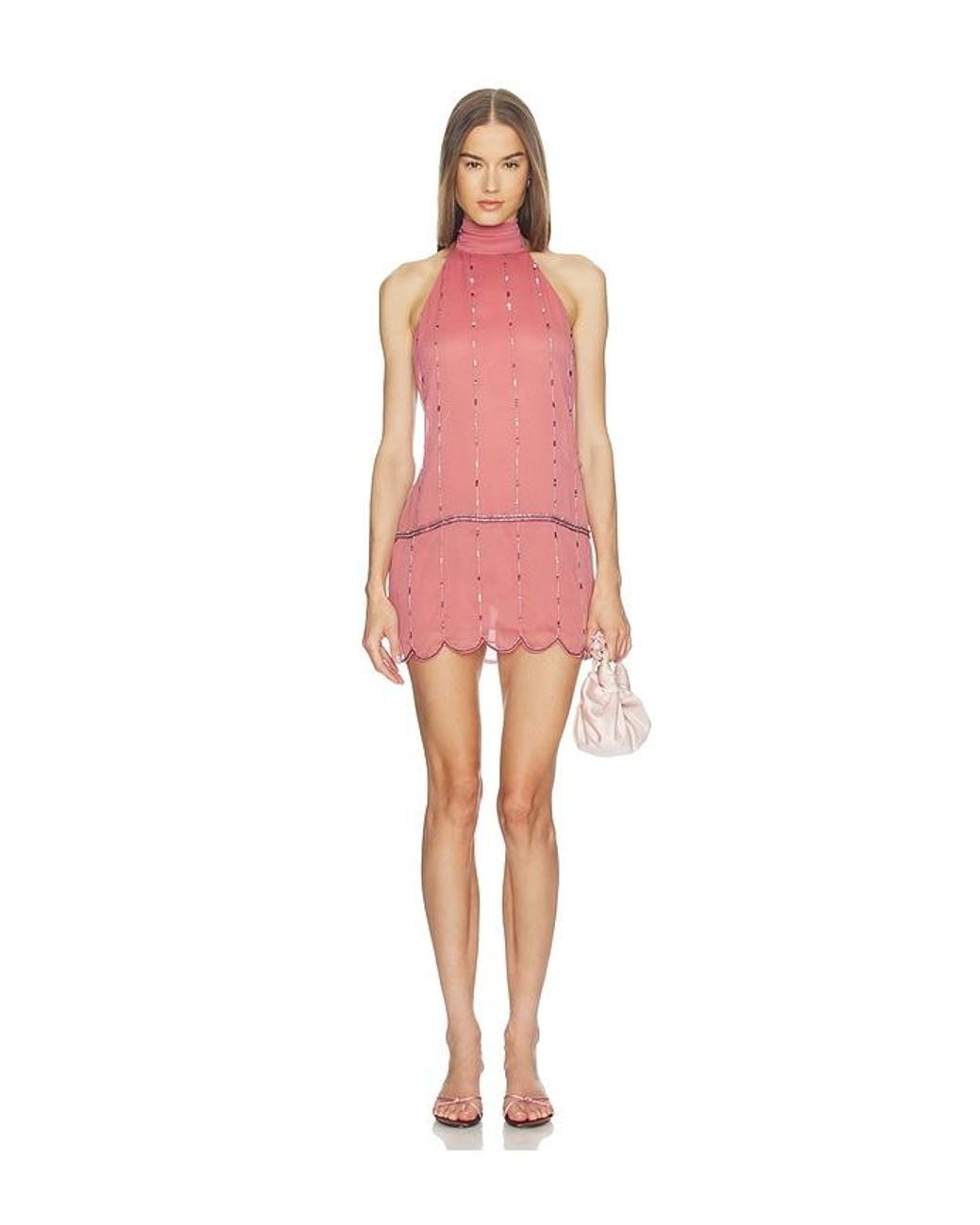 LOBA Red Addison Beaded Mini Dress
