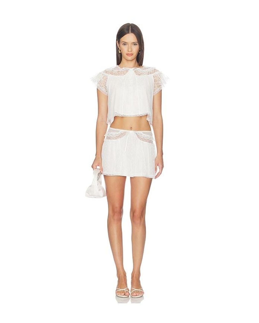 For Love & Lemons White Zelie Mini Skirt