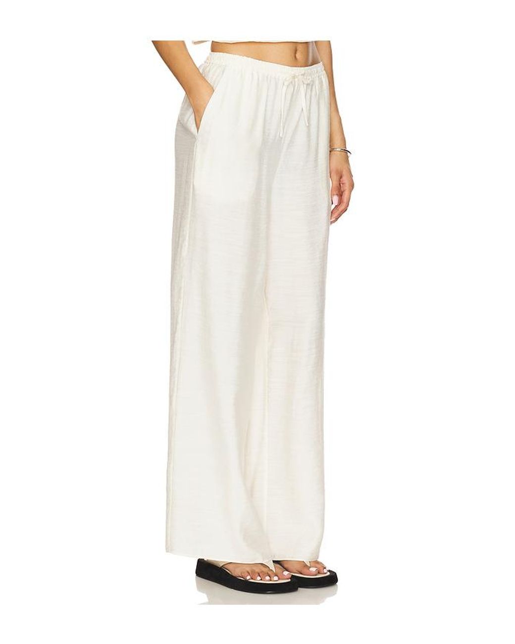 Onia White Textured Gauze Wide Leg Pant