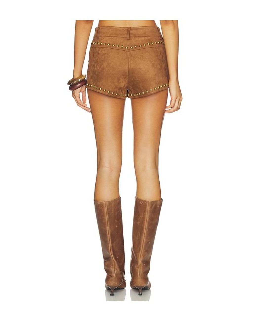 MORE TO COME White Leanan Studded Faux Suede Short