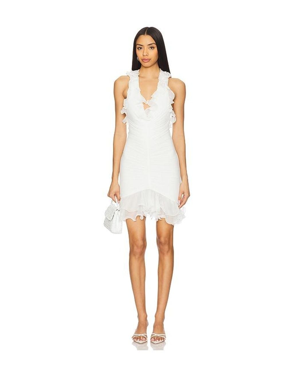 PATBO White Plunge Mini Dress