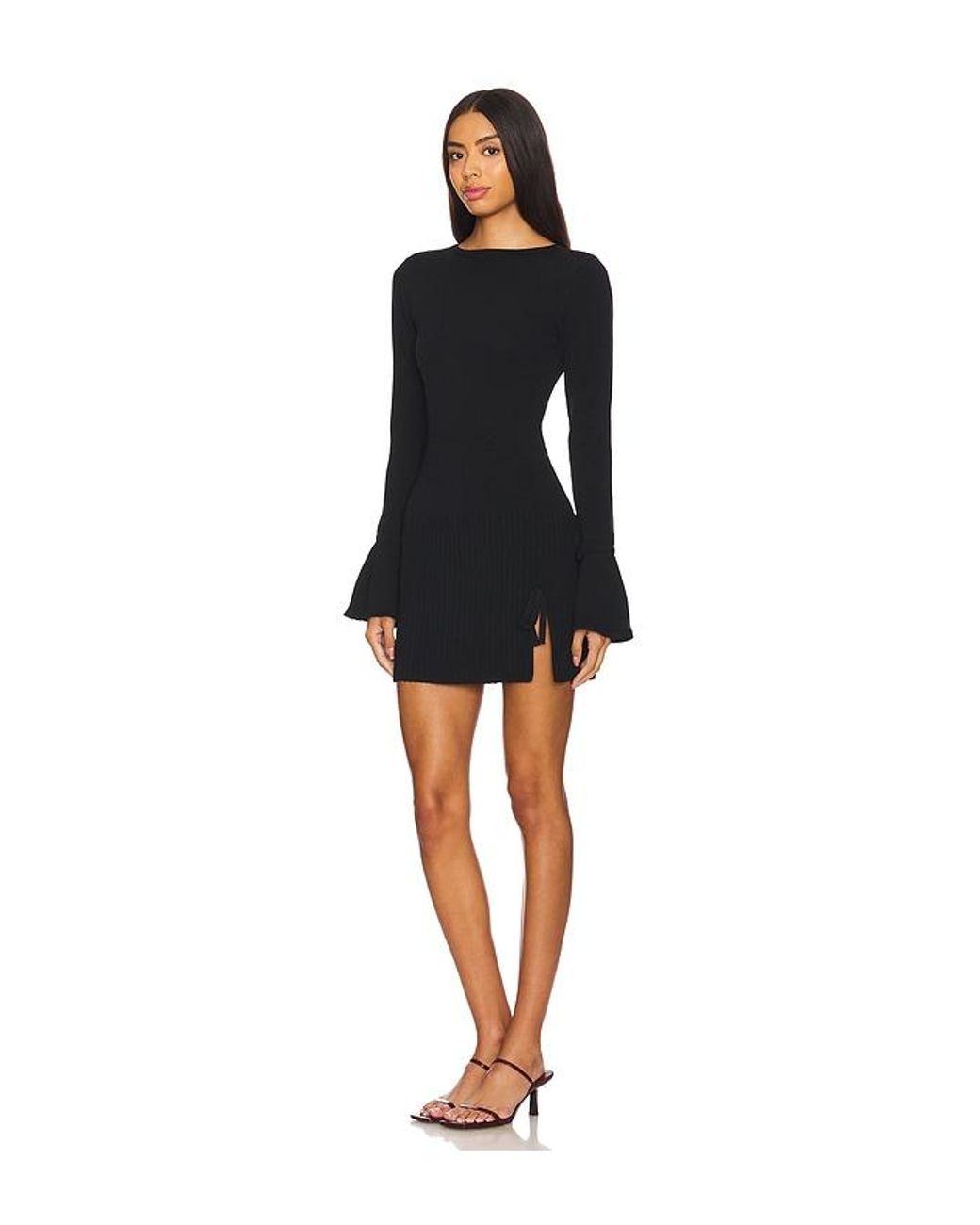 MORE TO COME Black Misty Knit Pleated Dress