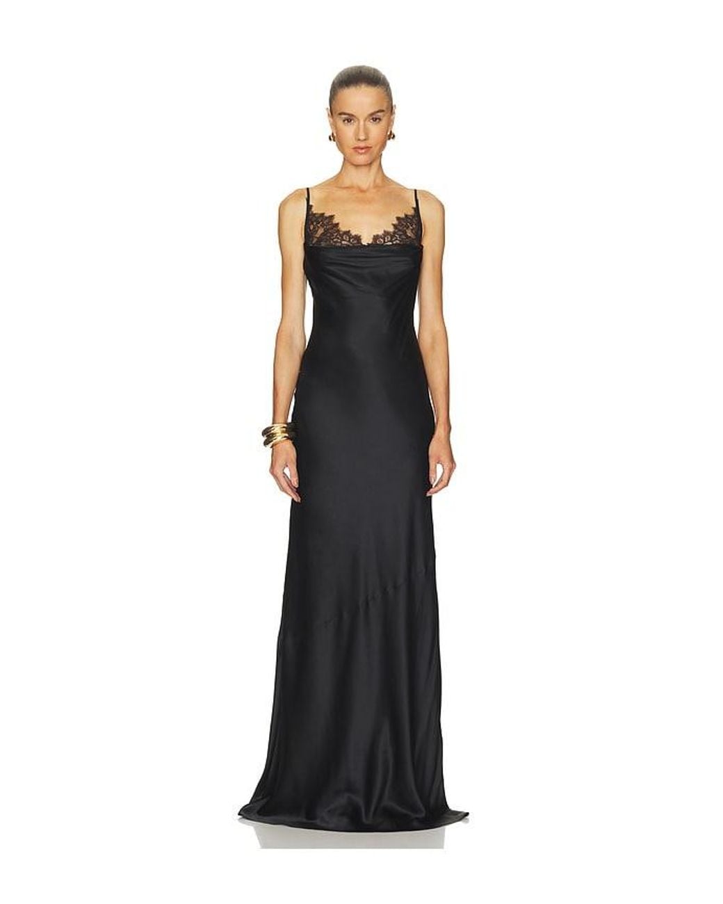 L'Agence Black Selene Lace Cowl Gown