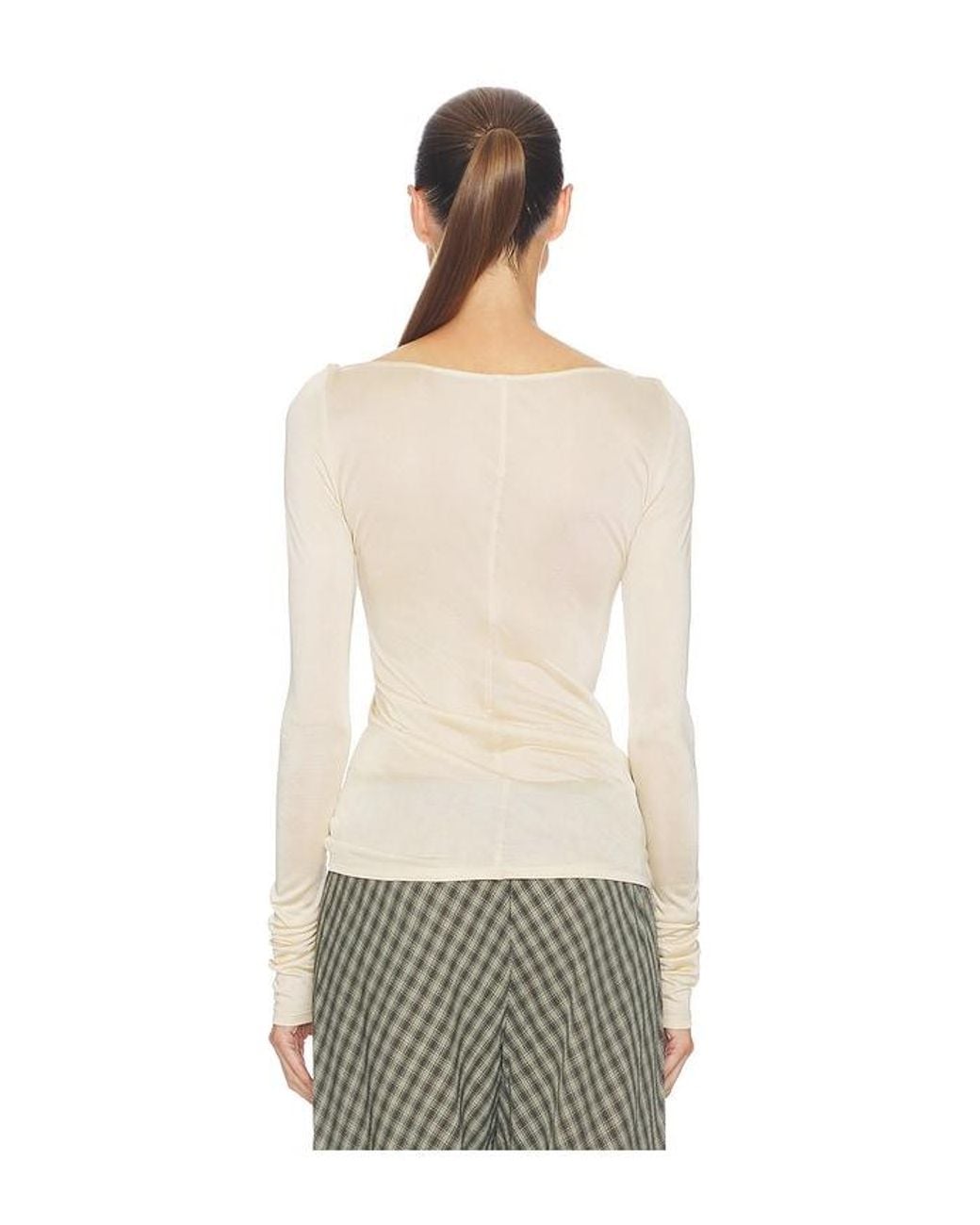 Helsa Natural Slinky Jersey Off The Shoulder Top