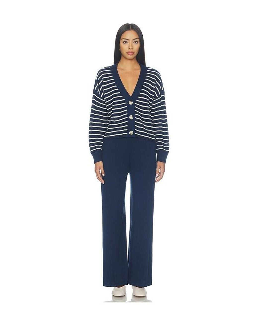 Eberjey Blue Fine Gauge Cropped Cardigan