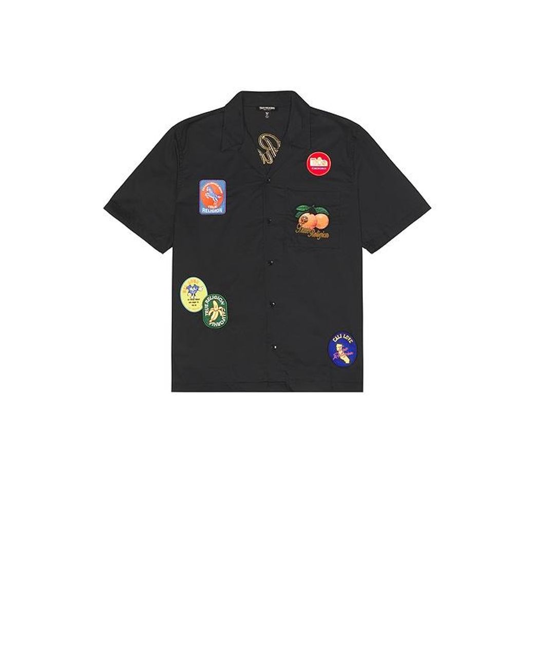 True Religion Black Camp Collar Shirt for men