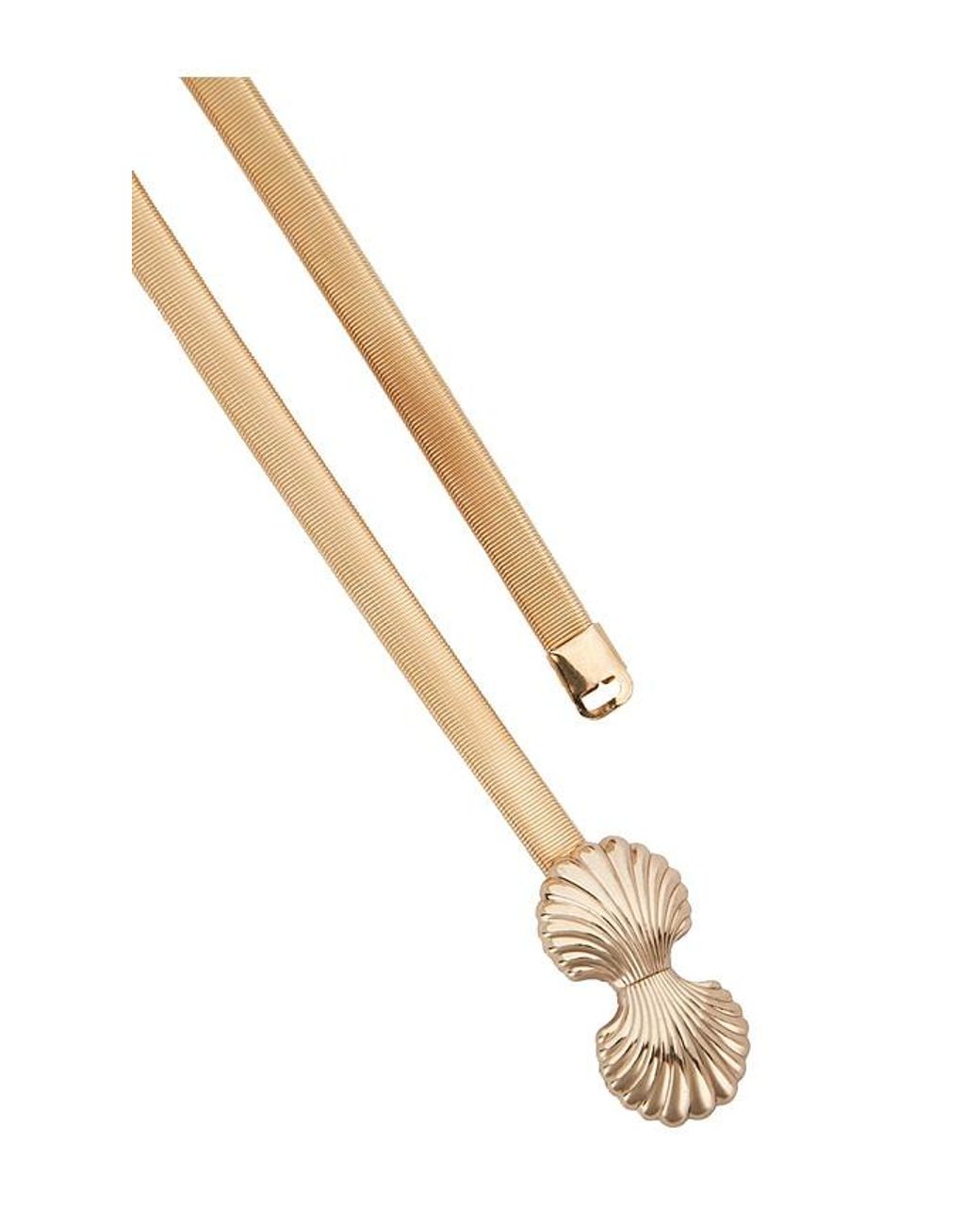 Lele Sadoughi Metallic Sea Shell Stretch Chain Belt