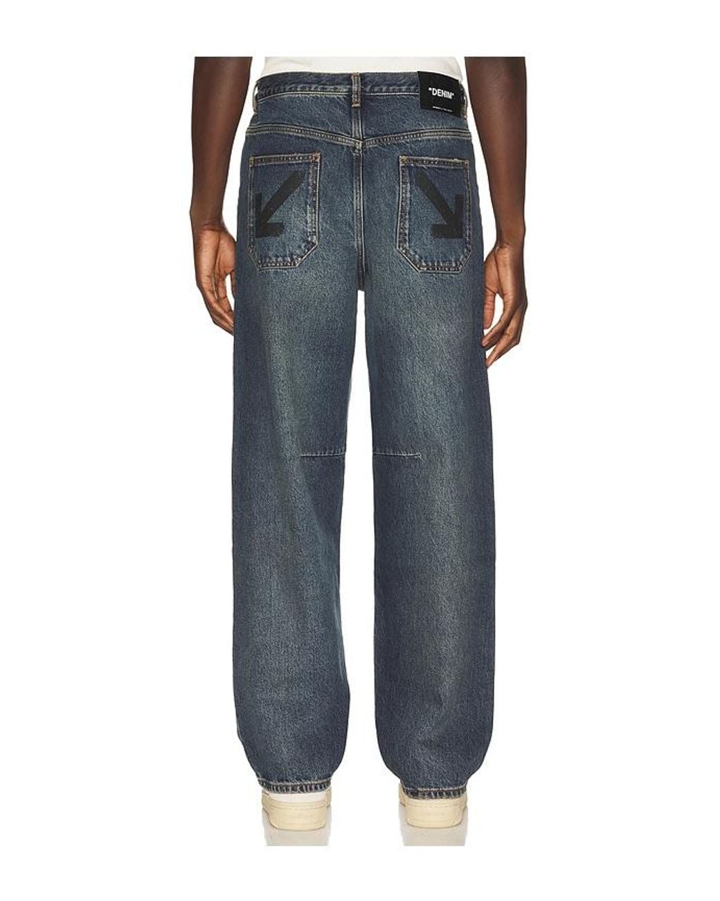 Off-White c/o Virgil Abloh Blue Half Arrow Relaxed Tapered Jeans for men