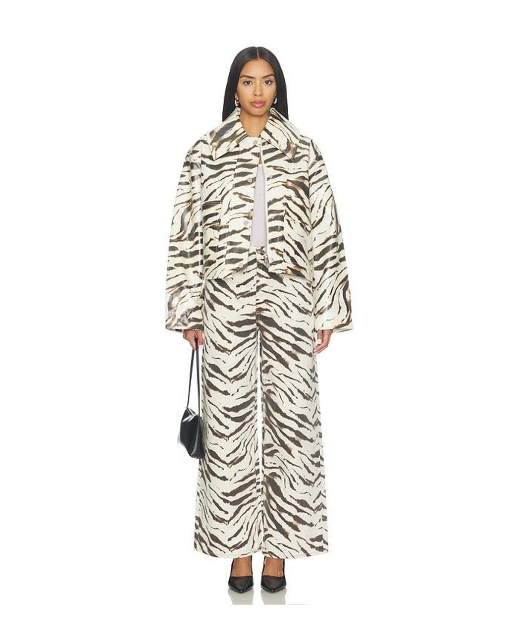 Ganni Multicolor Printed Laminated Cotton Canvas Barn Jacket