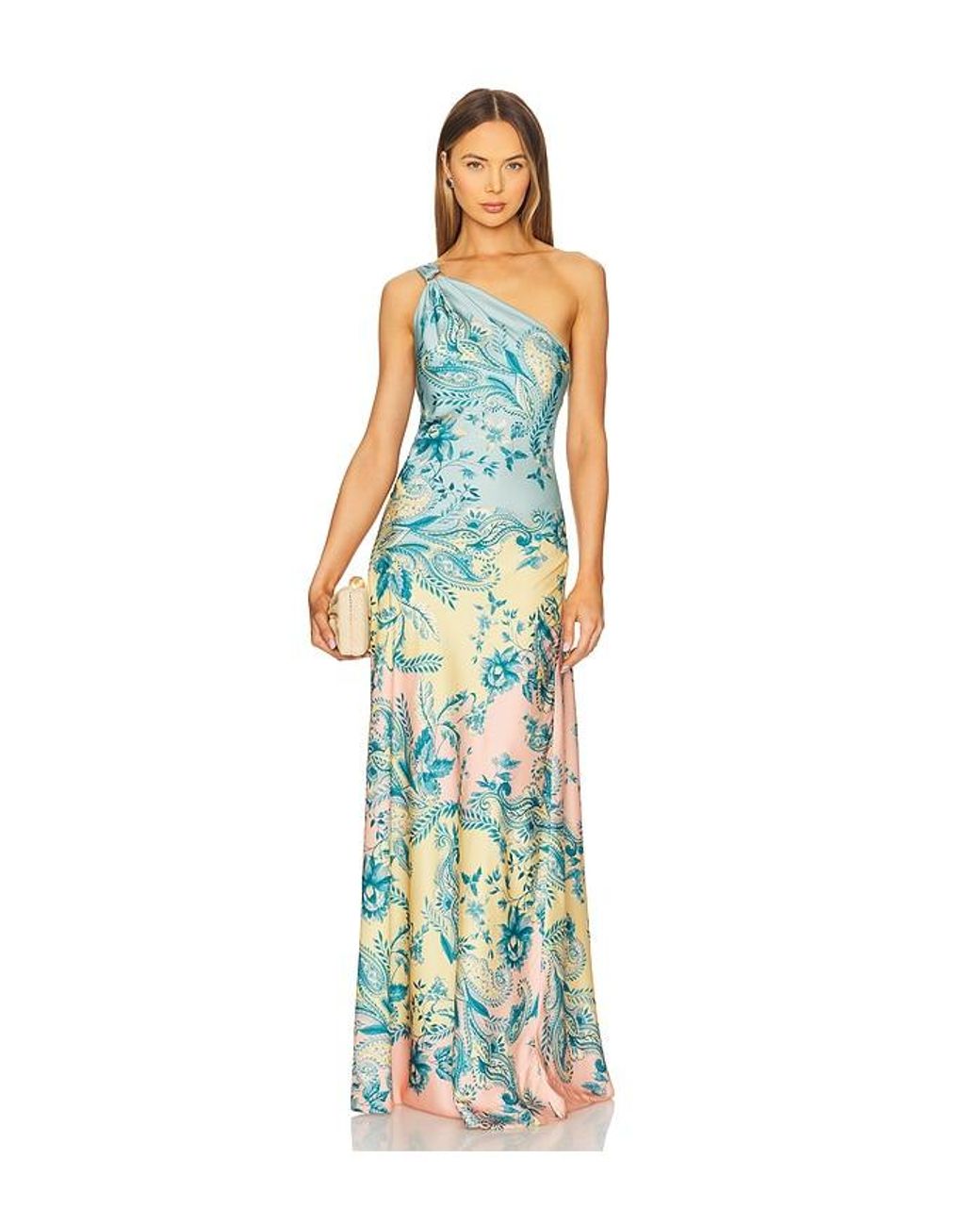 Hemant & Nandita White One Shoulder Long Dress