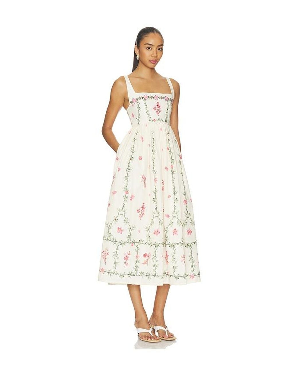 Agua Bendita White Barbara Midi Dress