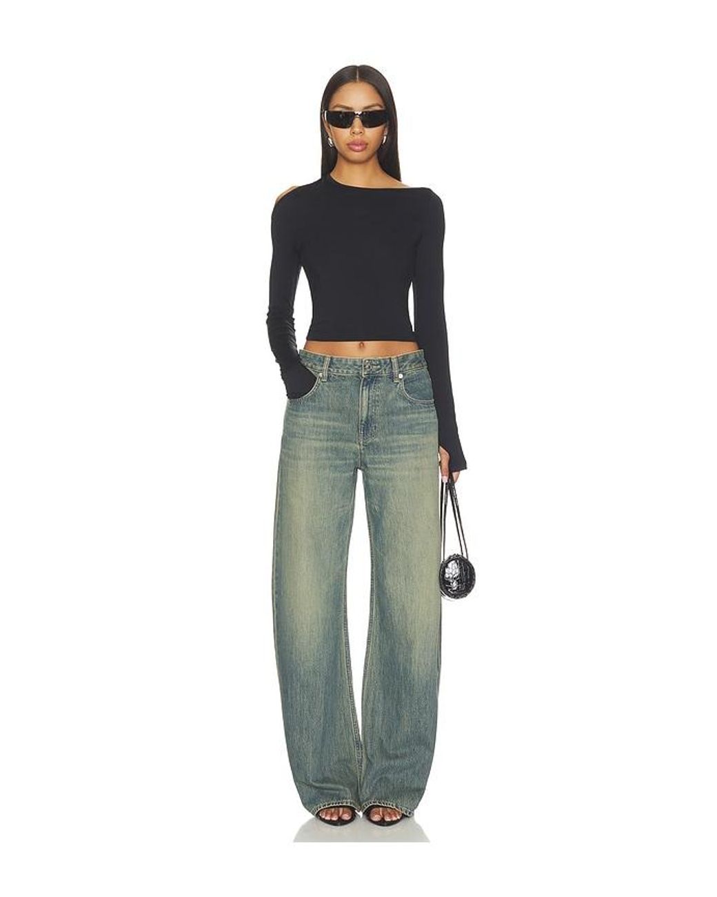 Helmut Lang Black Asymmetrical Cutout Top