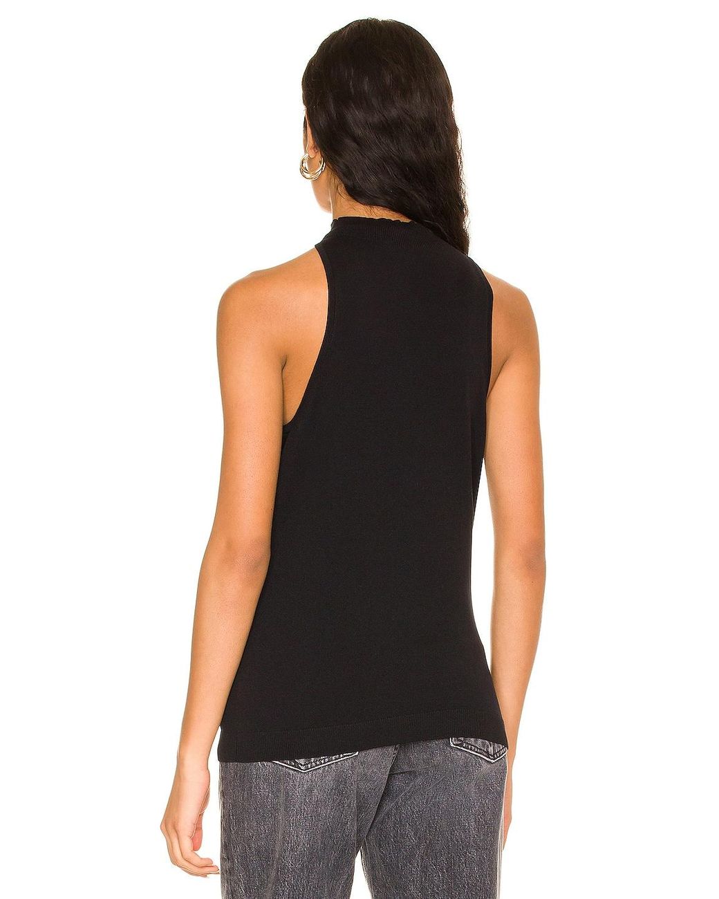 525 Racer Front Mock Neck Tank in Black 