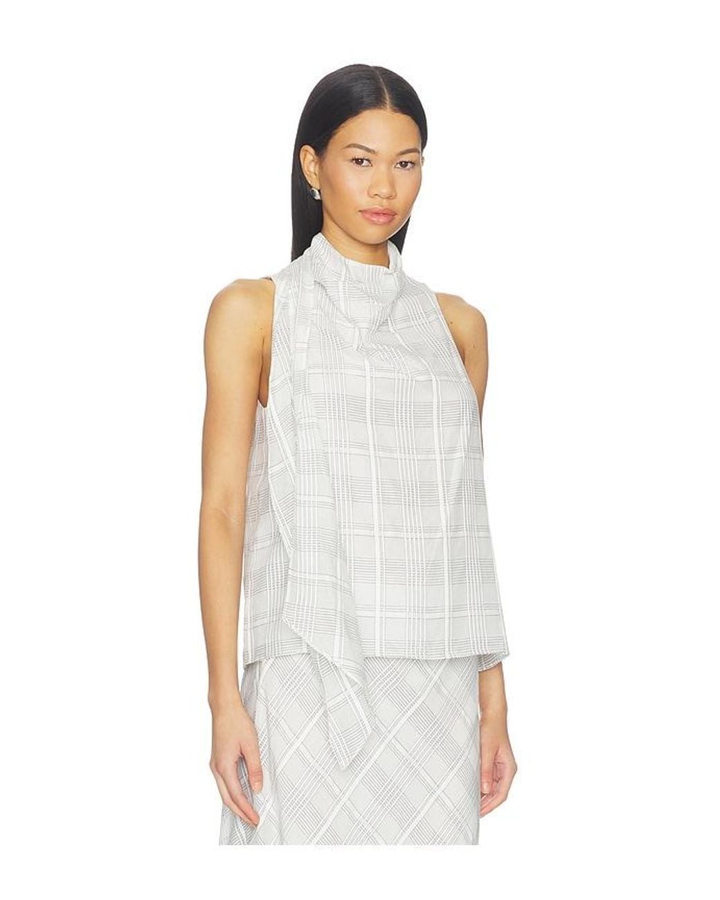 Rag & Bone White Adela Plaid Top