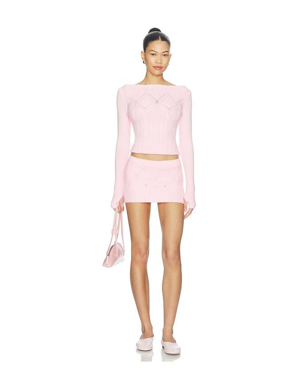 Frankie's Bikinis Pink Cali Cloud Knit Skort