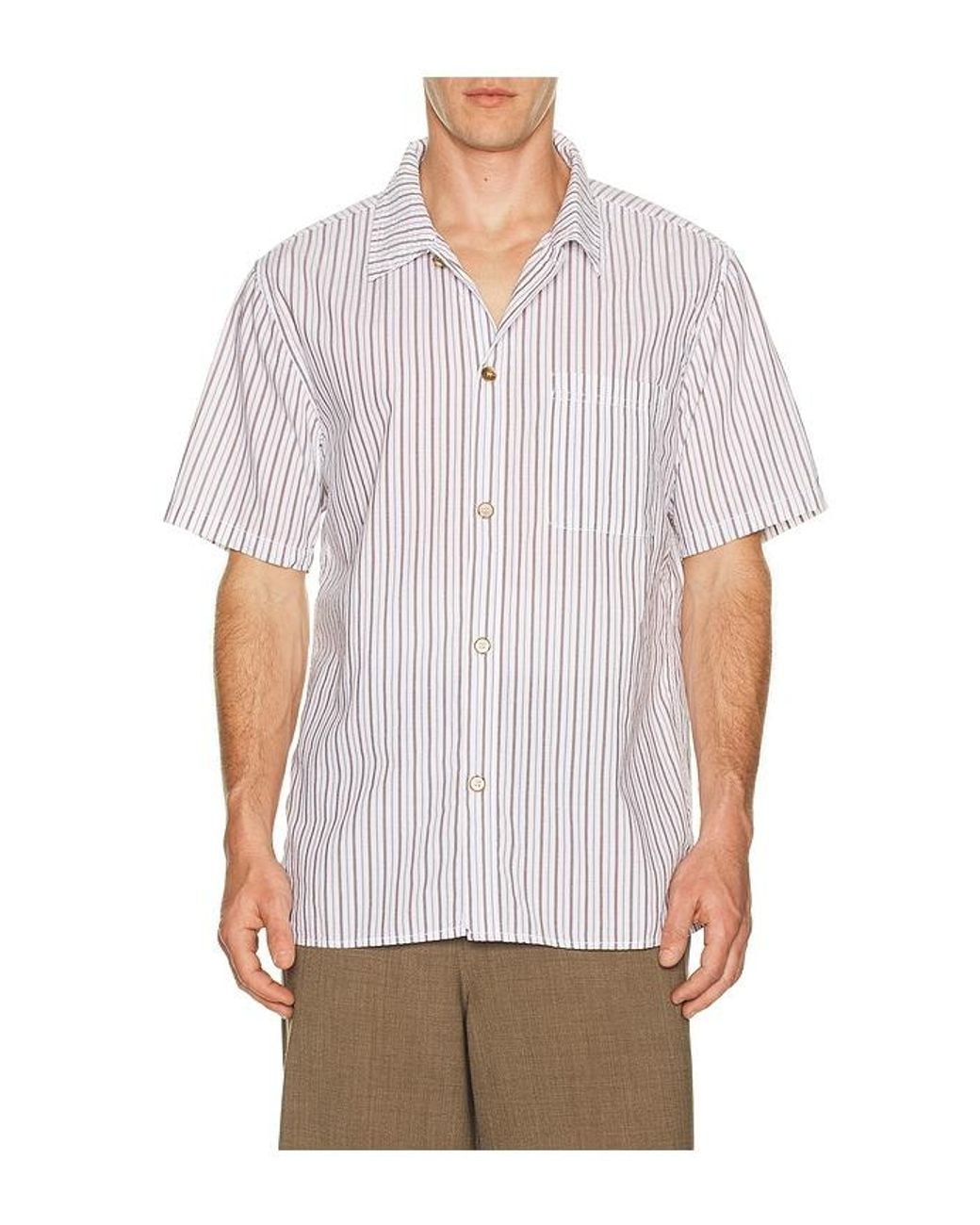 Rhythm White Seersucker Stripe Shirt for men