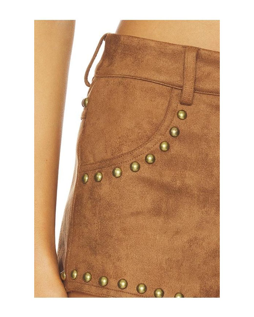 MORE TO COME White Leanan Studded Faux Suede Short