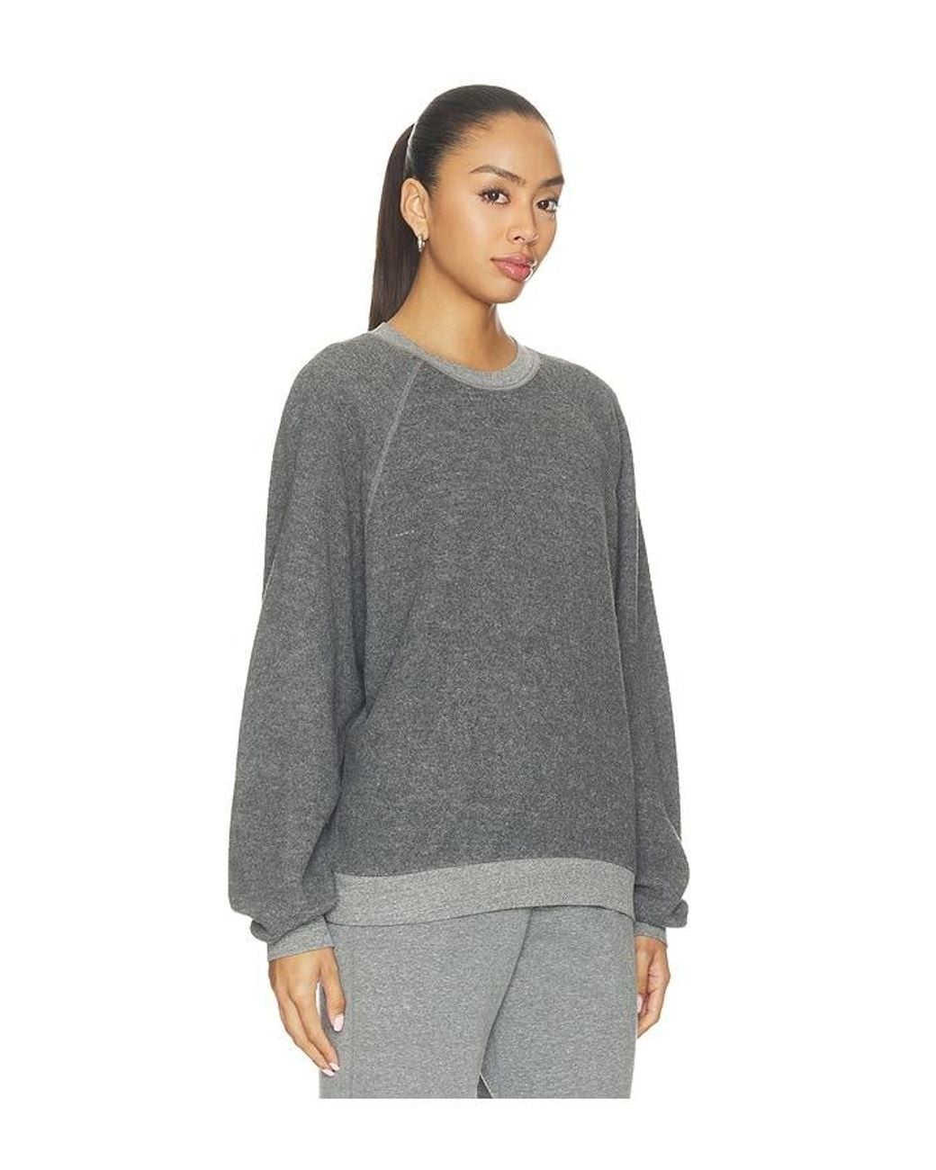 PERFECTWHITETEE Gray Oversized Ziggy Inside Out Fleece Crewneck Sweatshirt