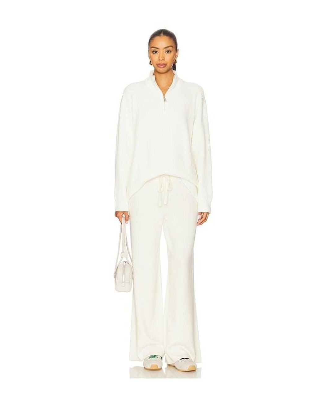 ALL THE WAYS White Melanie Quarter Zip Sweater