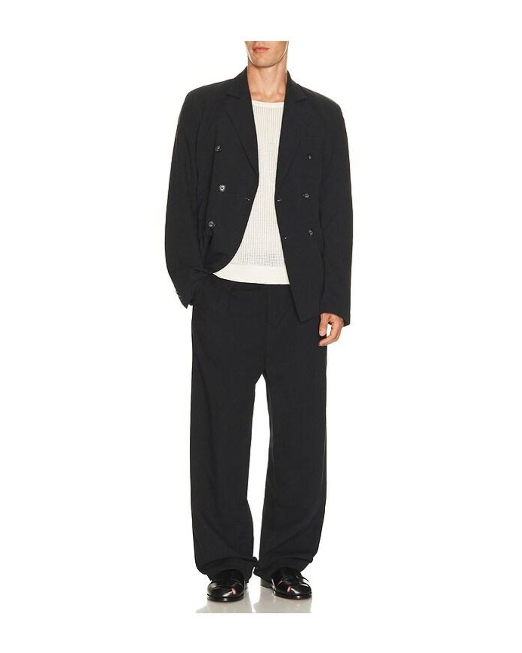 Palmes Black Double Breasted Wool Blazer for men