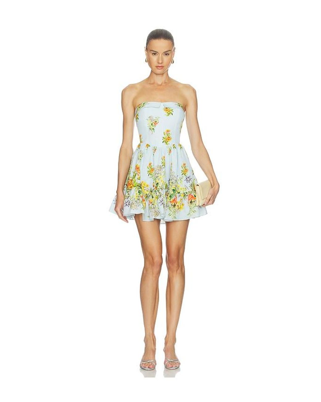 Hemant & Nandita Blue Off-Shoulder Short Dress
