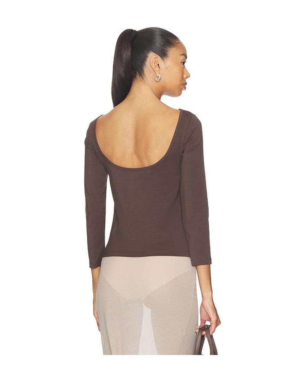 St. Agni Brown Soft Jersey Ballerina Top