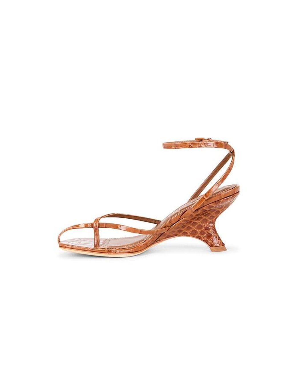 Jonathan Simkhai White Kelsey Embossed Leather Strappy Wedge