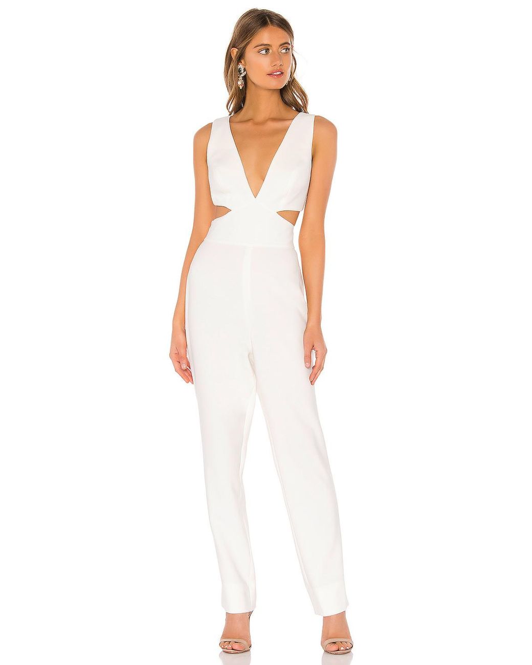 BCBGMAXAZRIA Plunging Jumpsuit in White Lyst
