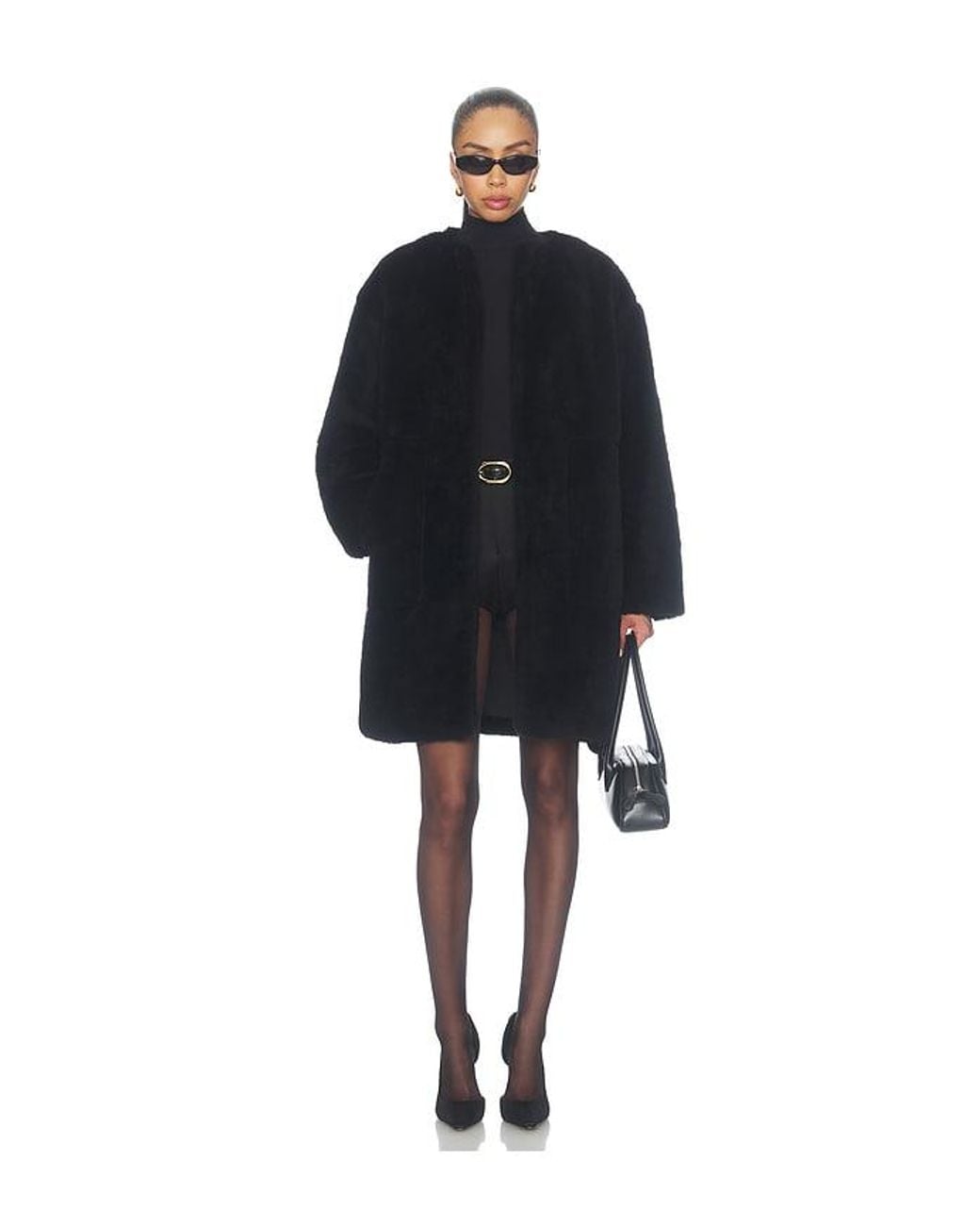 Citizens of Humanity Black Martina Long Sherpa Coat