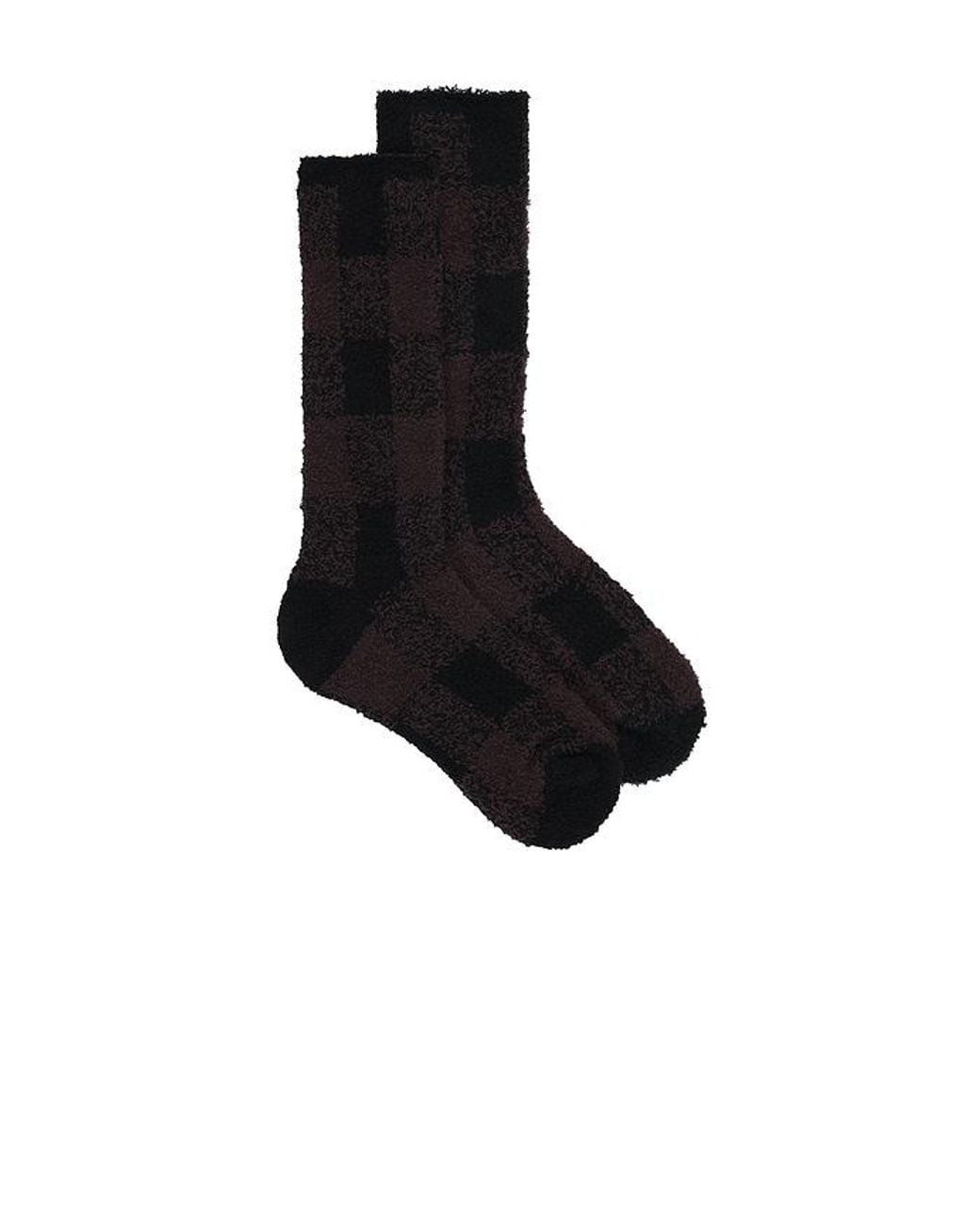Barefoot Dreams Black Cozychic Buffalo Plaid Socks