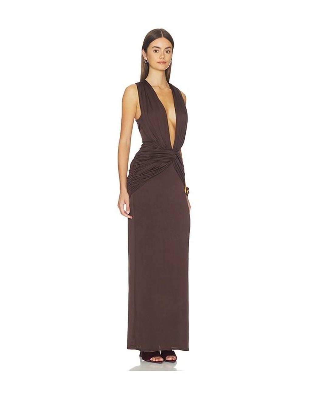 Shona Joy Multicolor Miro Sleeveless Plunged Maxi Dress