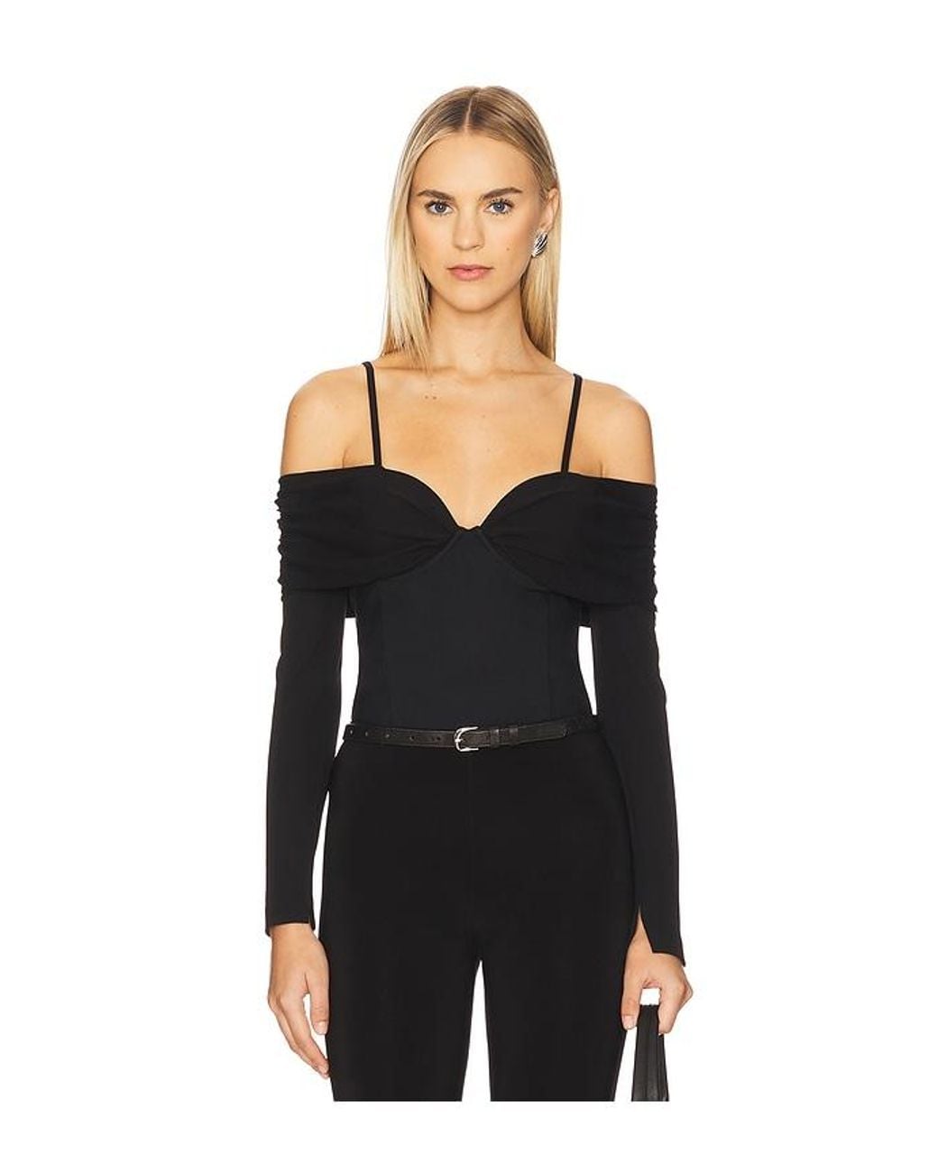 Jonathan Simkhai Black Hazel Long Sleeve Top