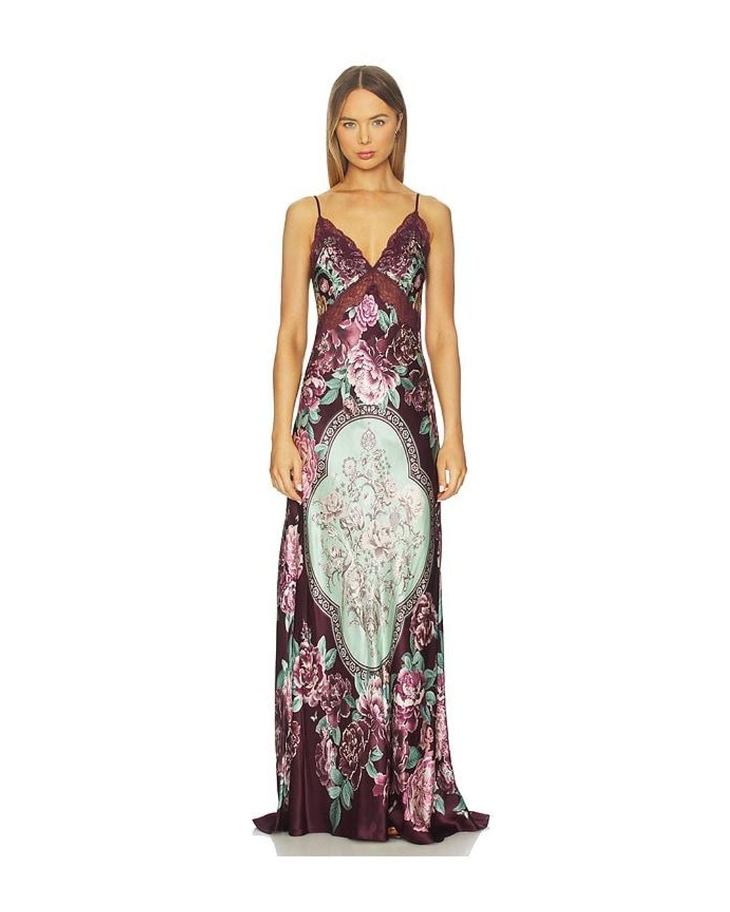 Camilla White V Neck Long Bias Slip Dress With Train