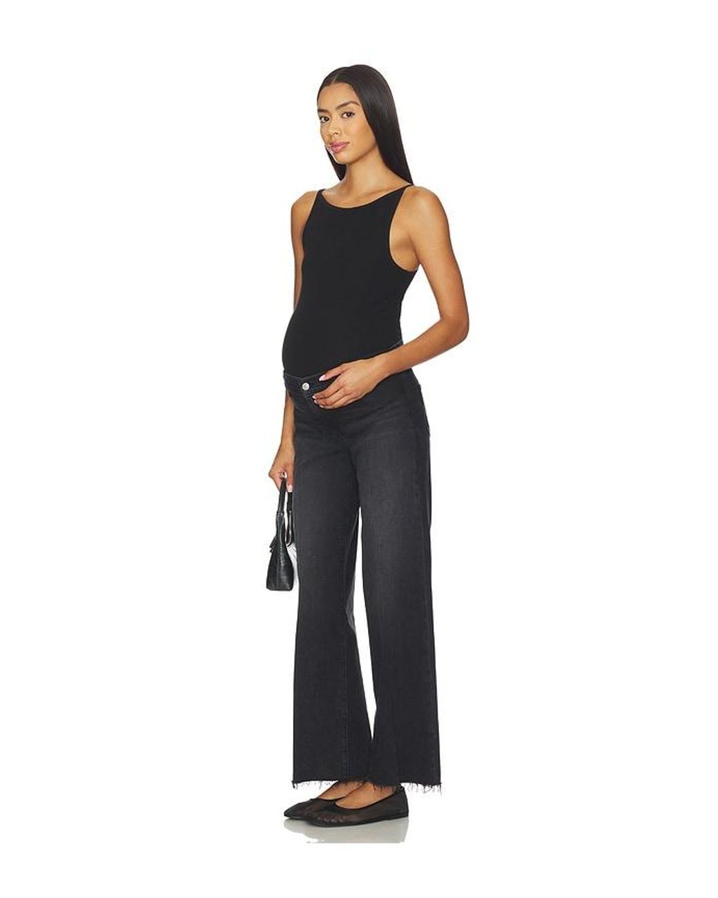 PAIGE Black Anessa Maternity Wide Leg Jeans
