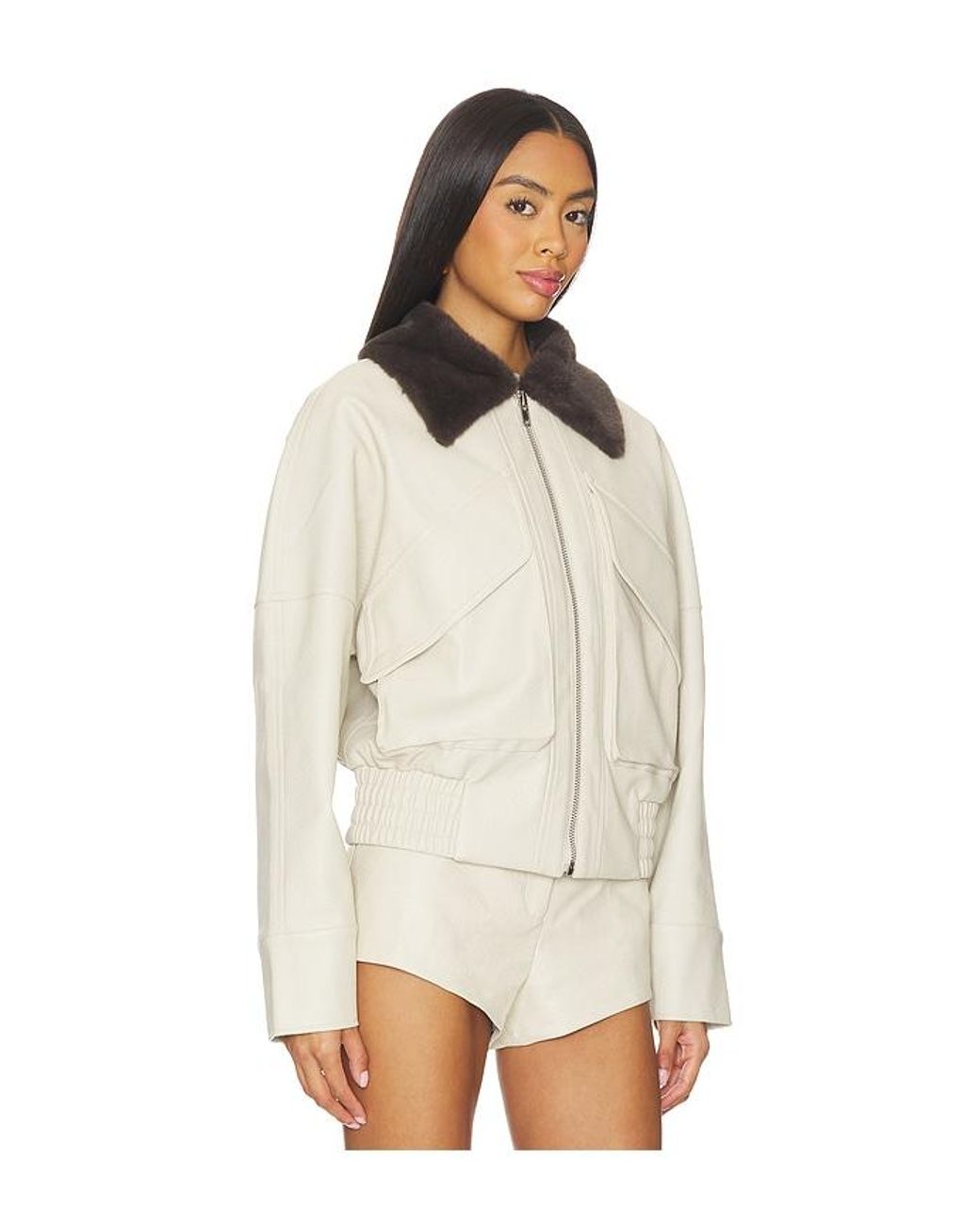 Madison The Label White X Revolve Chappell Jacket With Faux Fur Collar