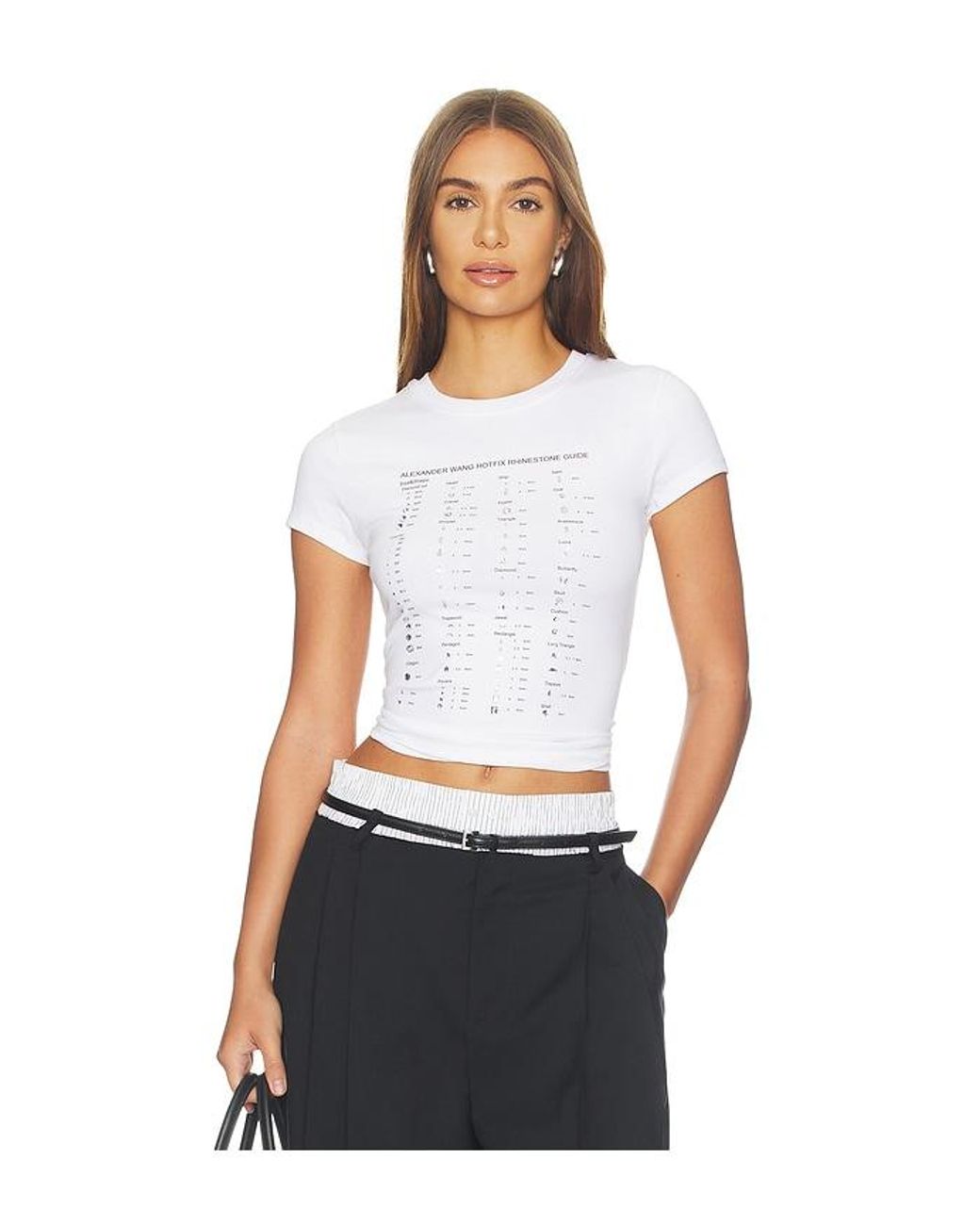 Alexander Wang White Fitted Tee With Hotfix Card Graphic