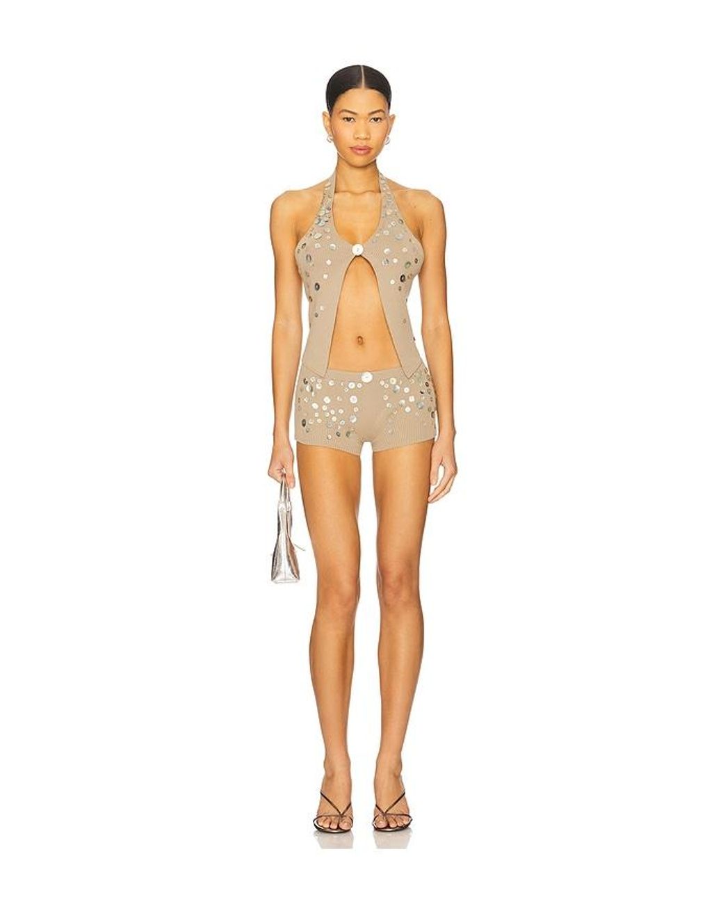 Jaded London Orange Button Knit Halter Top