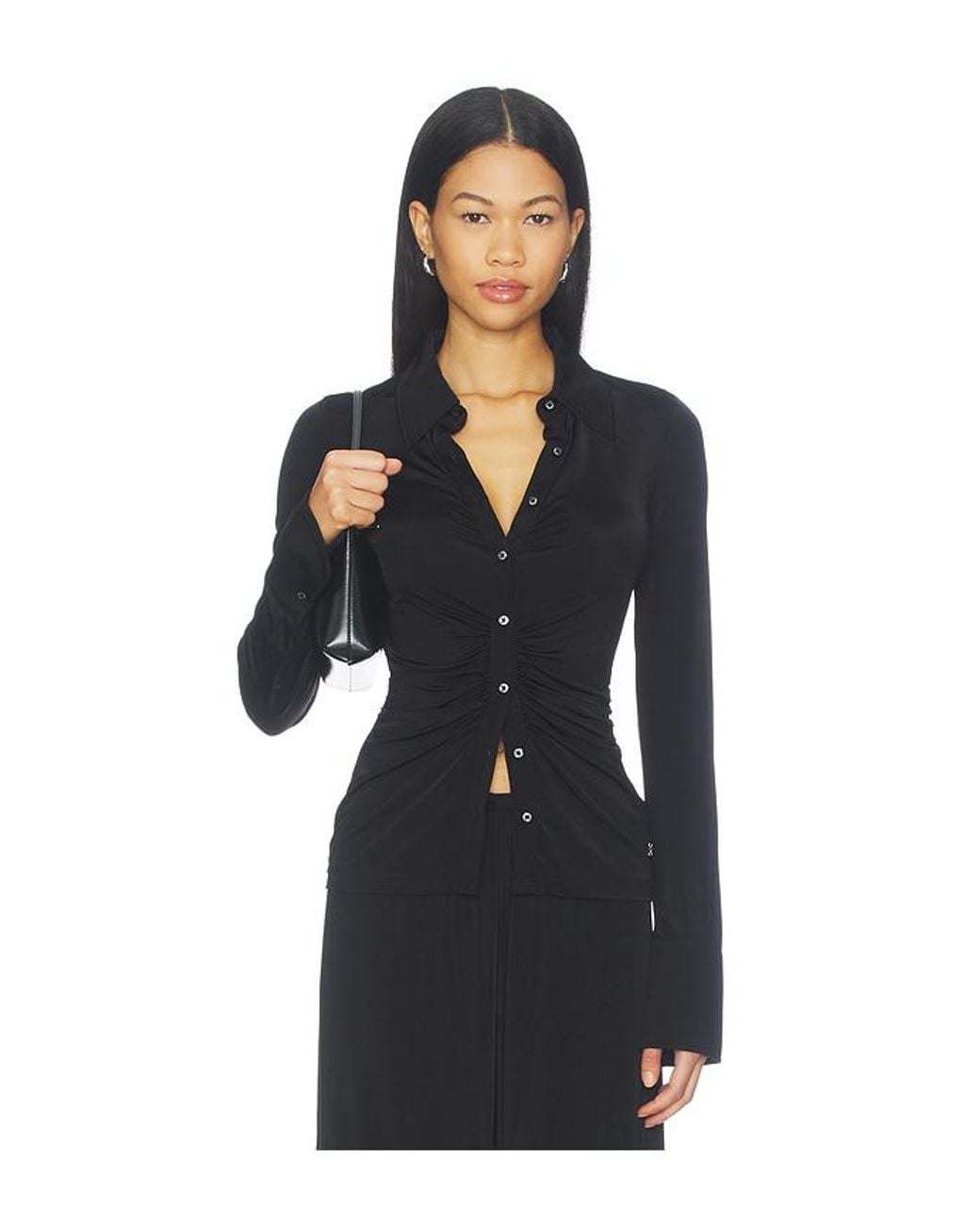 ÉTERNE Black Ruched Charlie Liquid Jersey Top
