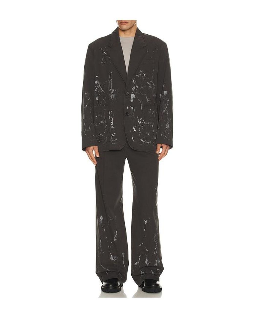 we11done Black Painted Trousers for men