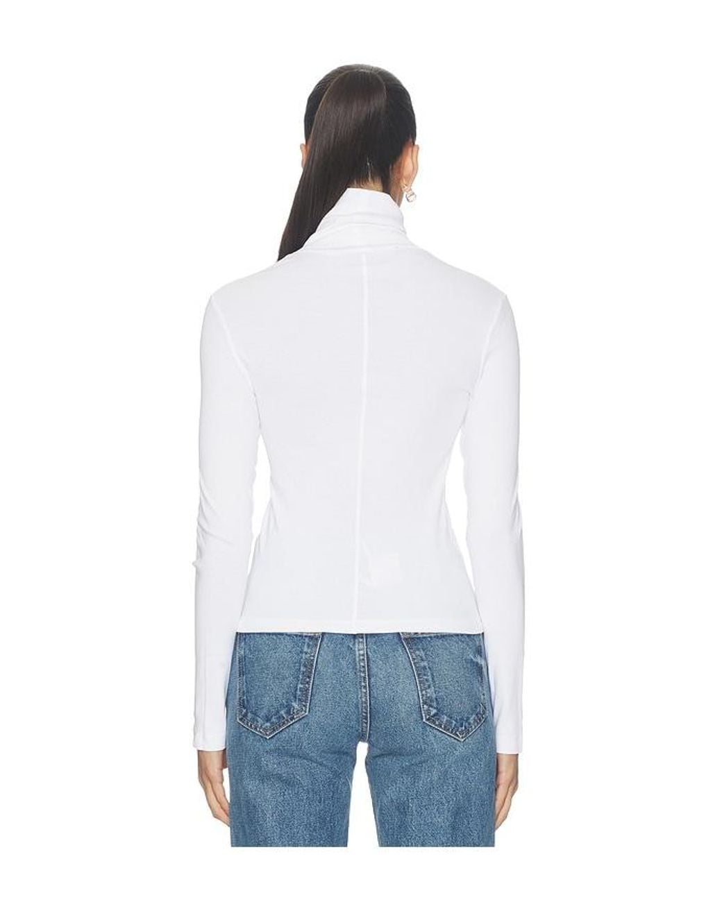 Enza Costa White Supima Cotton New Classic Longsleeve Turtleneck