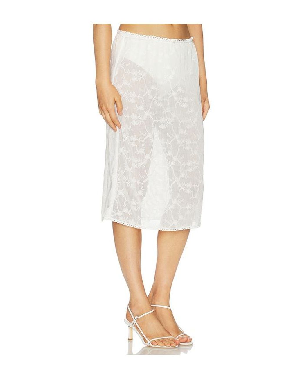 For Love & Lemons White Betty Bouquet Coverup Midi Skirt