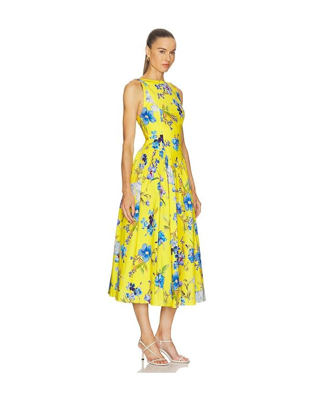 Hemant & Nandita Yellow Boat Neck Midi Dress