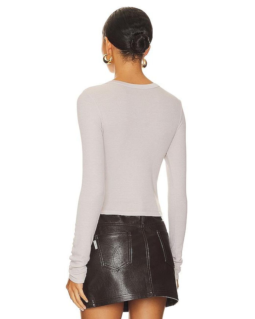 Enza Costa Natural Silk Knit Long Sleeve Tuck Top