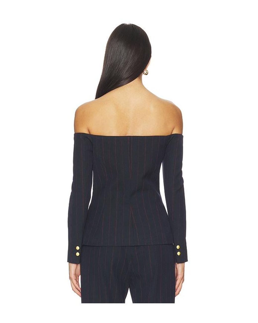 L'Agence Blue Alice Off Shoulder Blazer