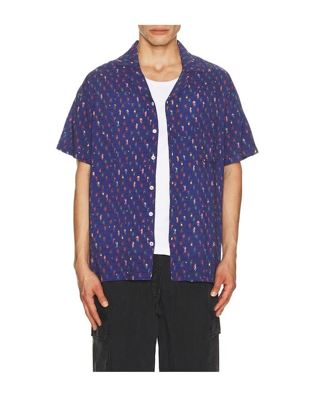 ARRELS Barcelona Altinha X Malika Favre Camp Collar Shirt In Eco Blue for men