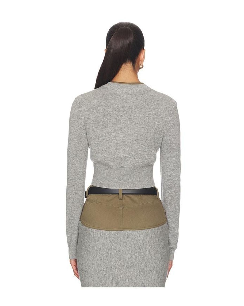 Self-Portrait Gray Contrast Placket Cardigan