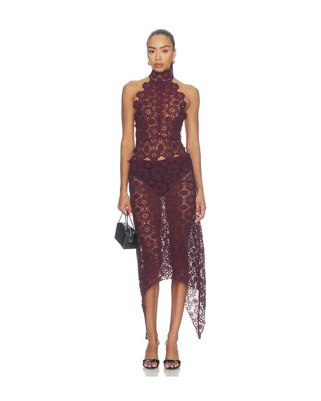 Lioness Purple Trophy Lace Midi Skirt