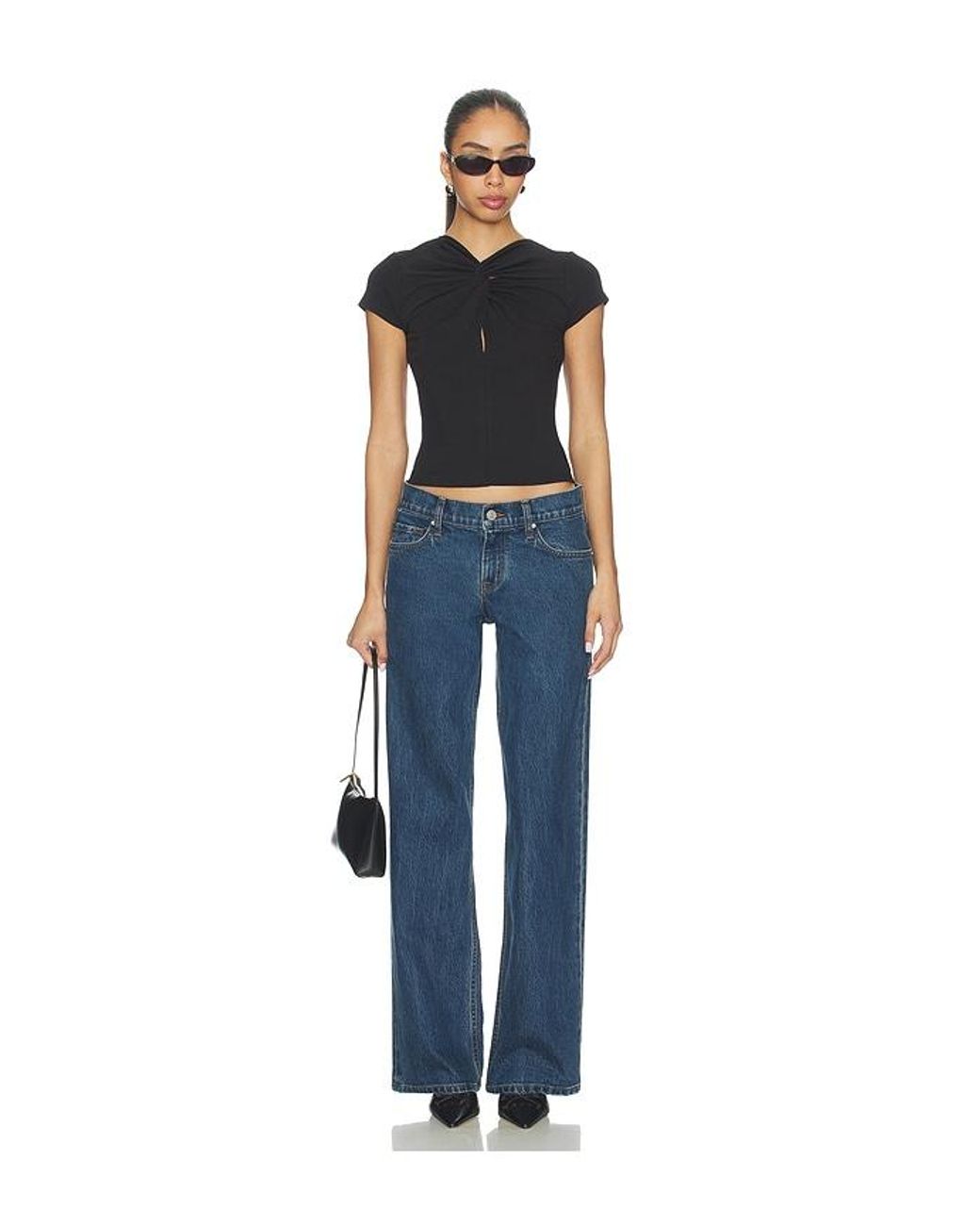 GRLFRND Black Keyhole Twist Short Sleeve Tee