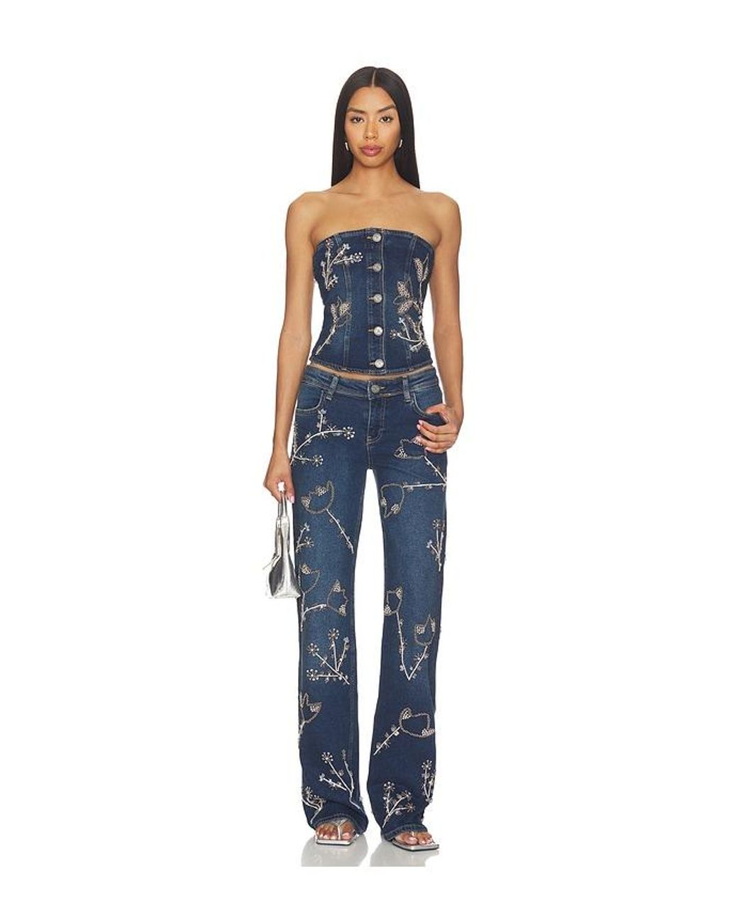 OW Collection Blue Nova Embellished Denim Jean